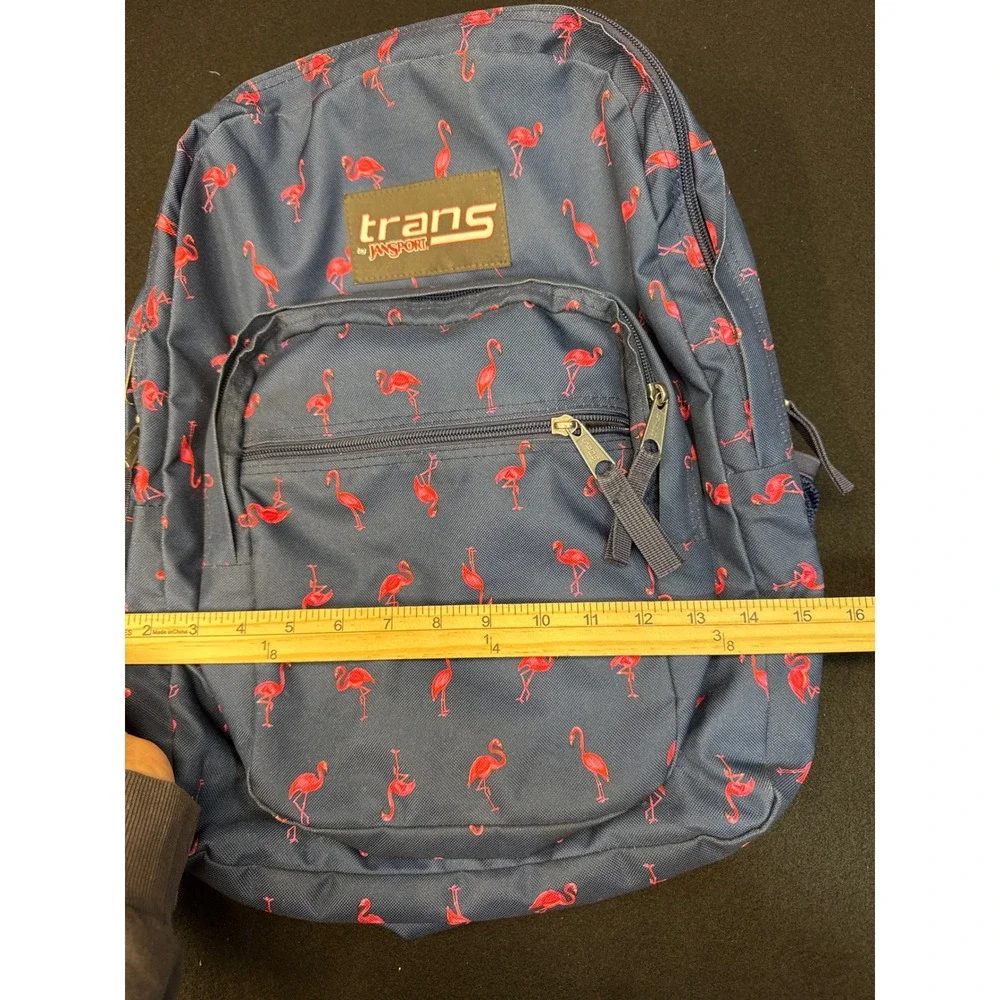 Trans by JanSport Flamingo Print Backpack Navy Blue Pink Tropical S00TM60